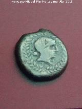 Obulco. Moneda Divisor de Obulco. Anverso Tanit. Museo Arqueológico Provincial de Jaén